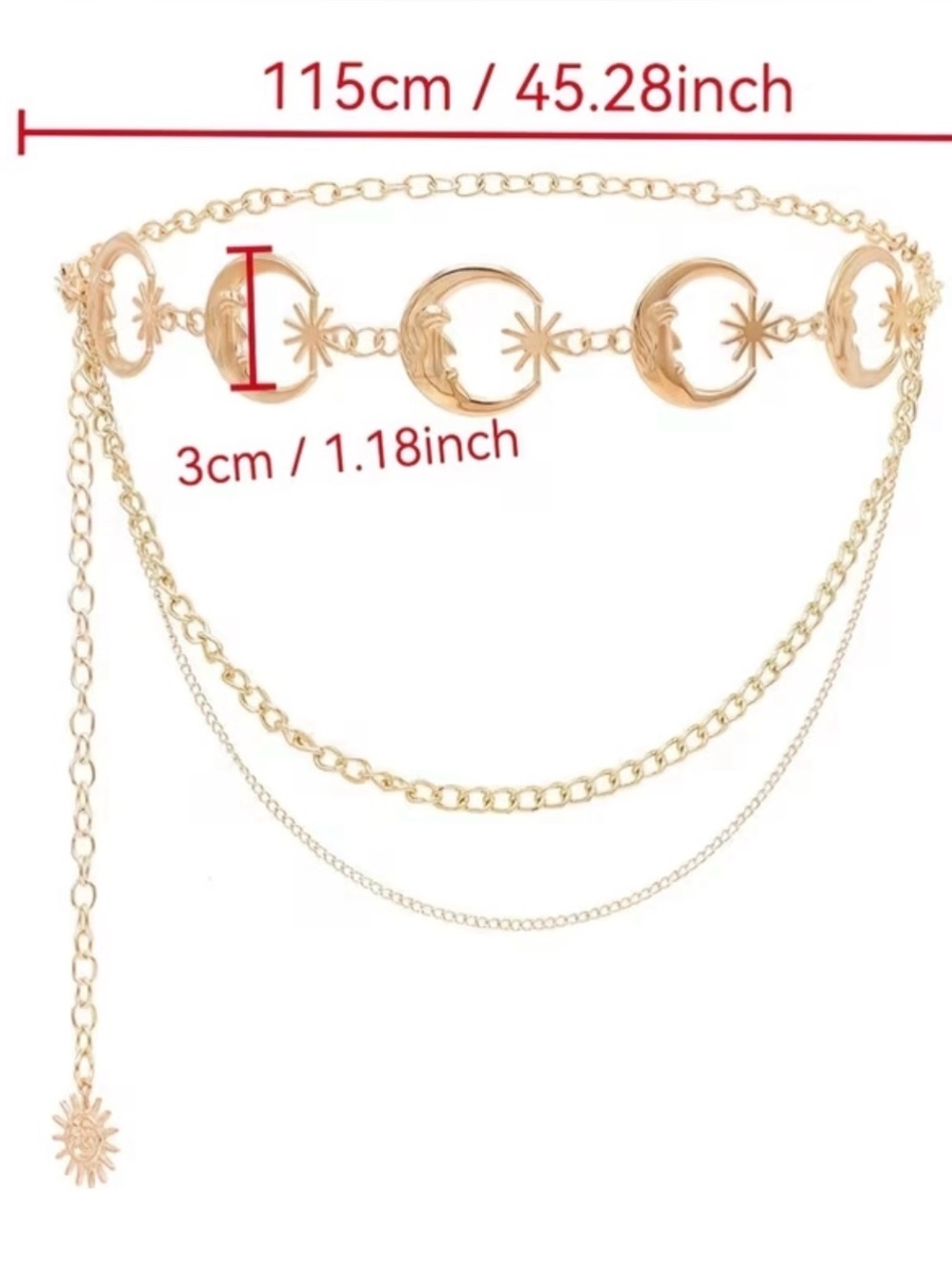NEW! Gold Chain Link Waist Belt. Boho Moon & Star Belt 🌙✨ A8-262 - Picture 6 of 6